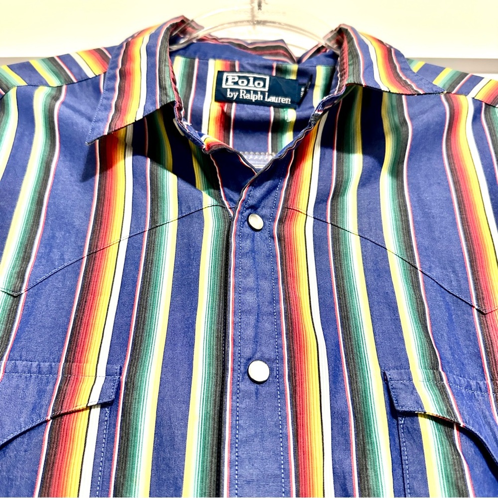 Polo Ralph Lauren Western Multicolor Serape Stripe Pattern Button-Down • XLarge - Picture 4 of 5